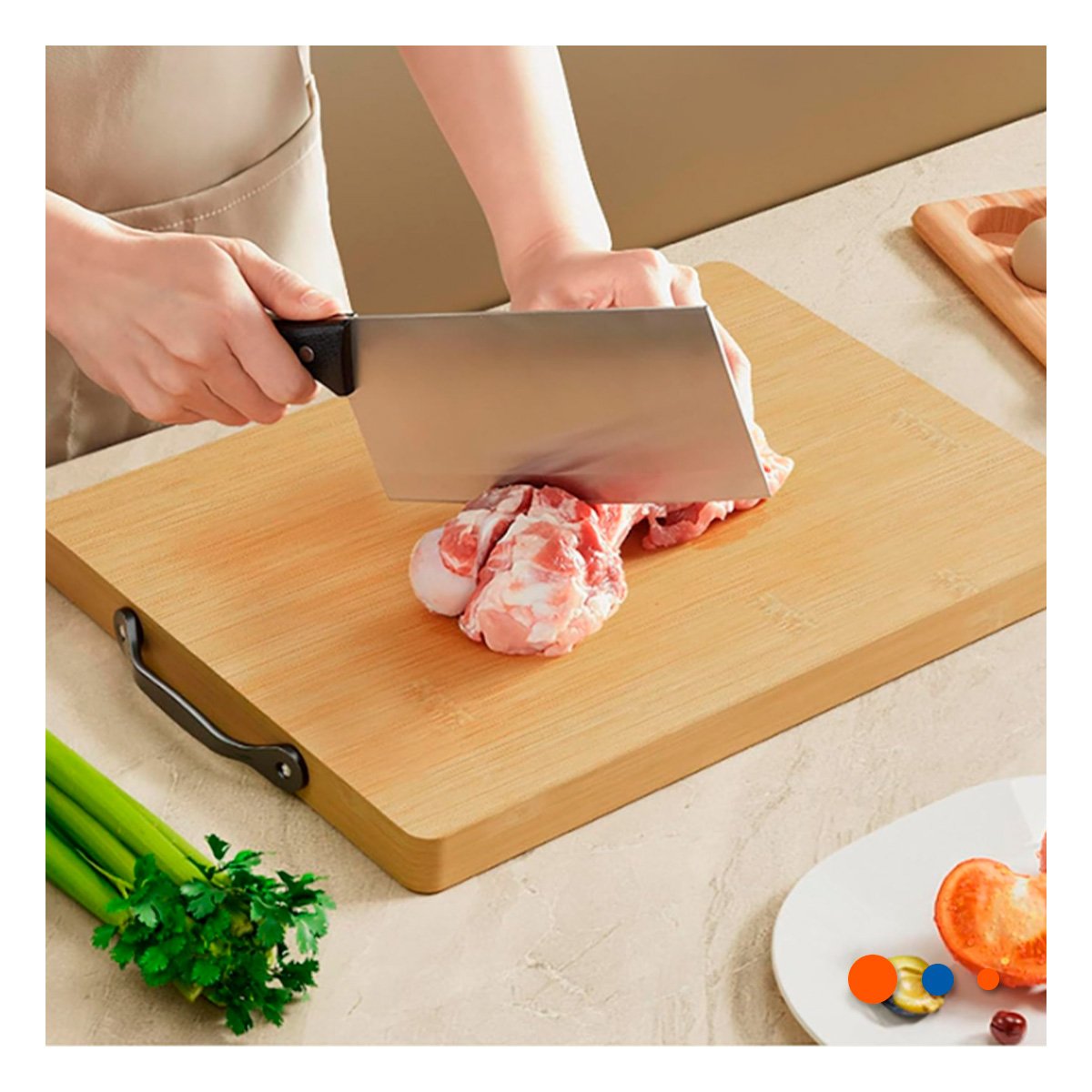 PACK2 SUPERFICIE RECTANGULAR MOSTAZA 35X27X2CM CON MANGO COCINA - 2