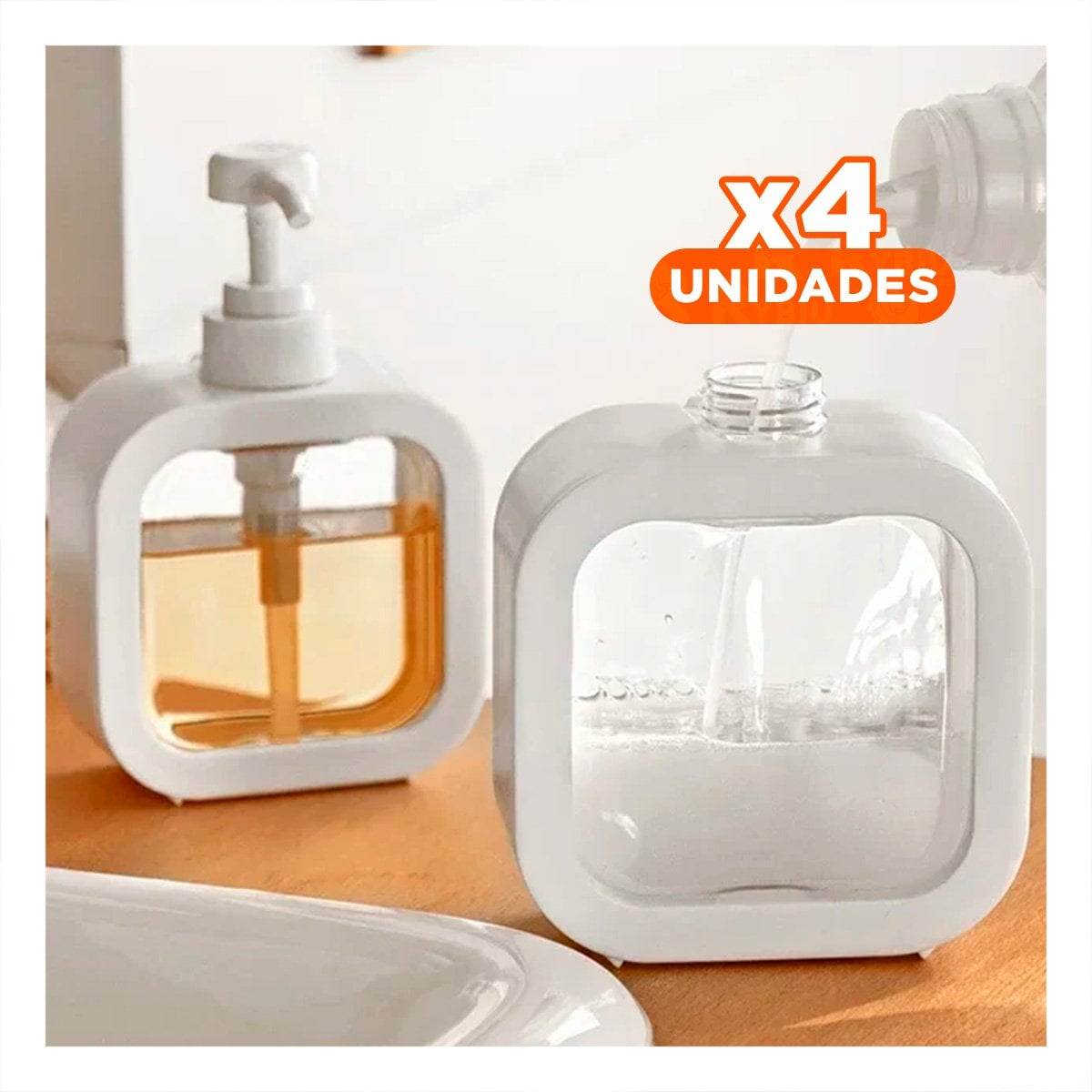 PACK4 EQUIPO COMPACTO PARA JABON CUADRADO BLANCO FUNCIONAL - 1