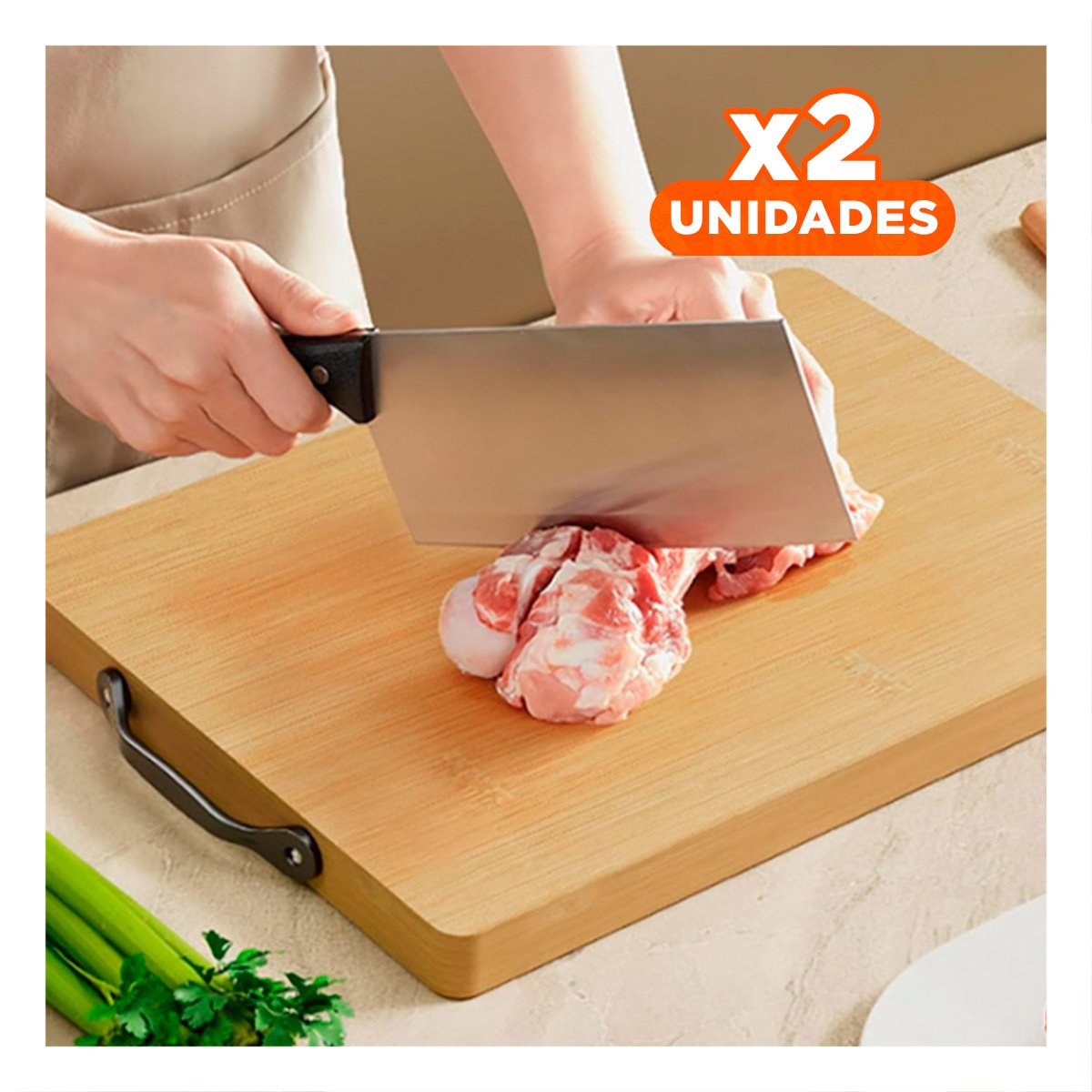 PACK2 PLACA RECTANGULAR MOSTAZA 35X27X2CM CON MANGO PARA COCINA Y+REGALO STICKER - 1