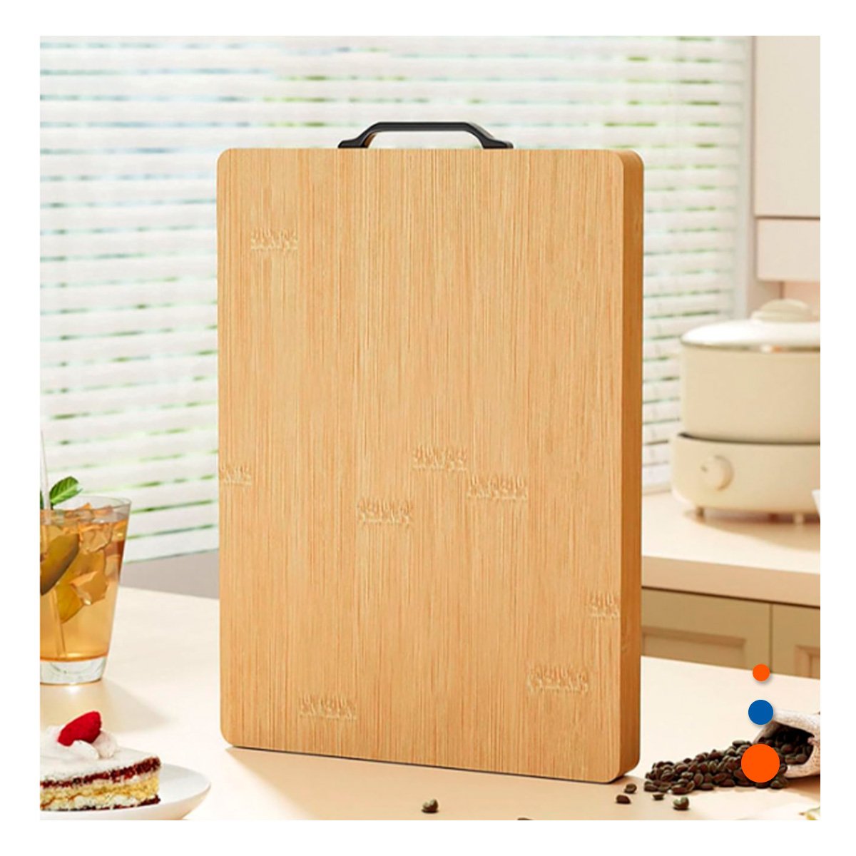 PACK2 PLACA RECTANGULAR MOSTAZA 35X27X2CM CON MANGO PARA COCINA Y+REGALO STICKER - 3