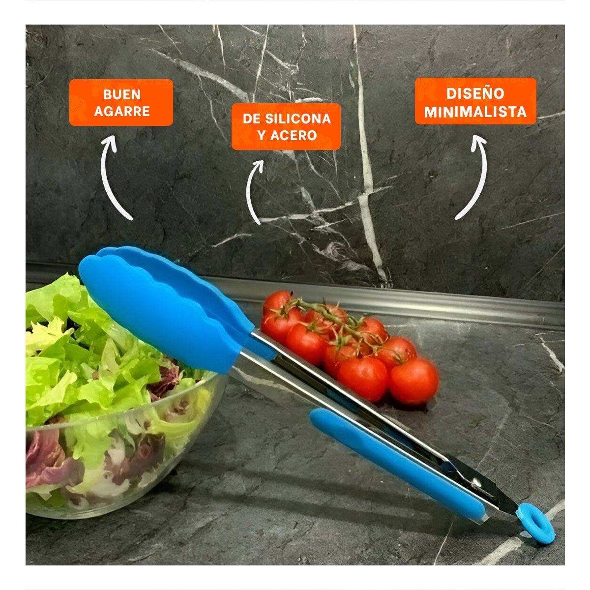 AGARRE DE COCINA 21CM CELESTE PARA PREPARAR Y SERVIR COMIDAS Y+REGALO STICKER - 5