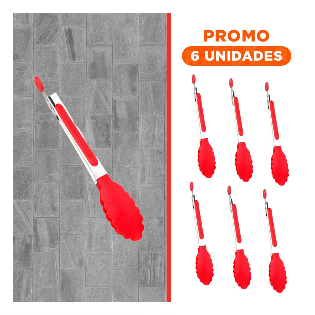 PACK6 SUJETA FUNCIONAL 21CM EN ROJO PARA COCINA HOGAR Y PARRILLA - 1