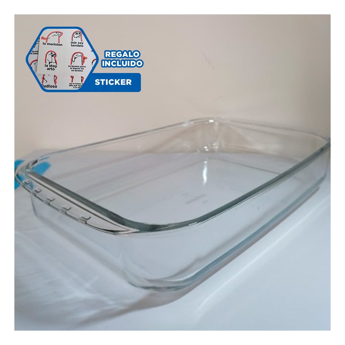 VAJILLA RECTANGULAR DE VIDRIO 40X24X72 CM TRANSPARENTE PARA MESA FAMILIAR Y+REGALO STICKER - 1