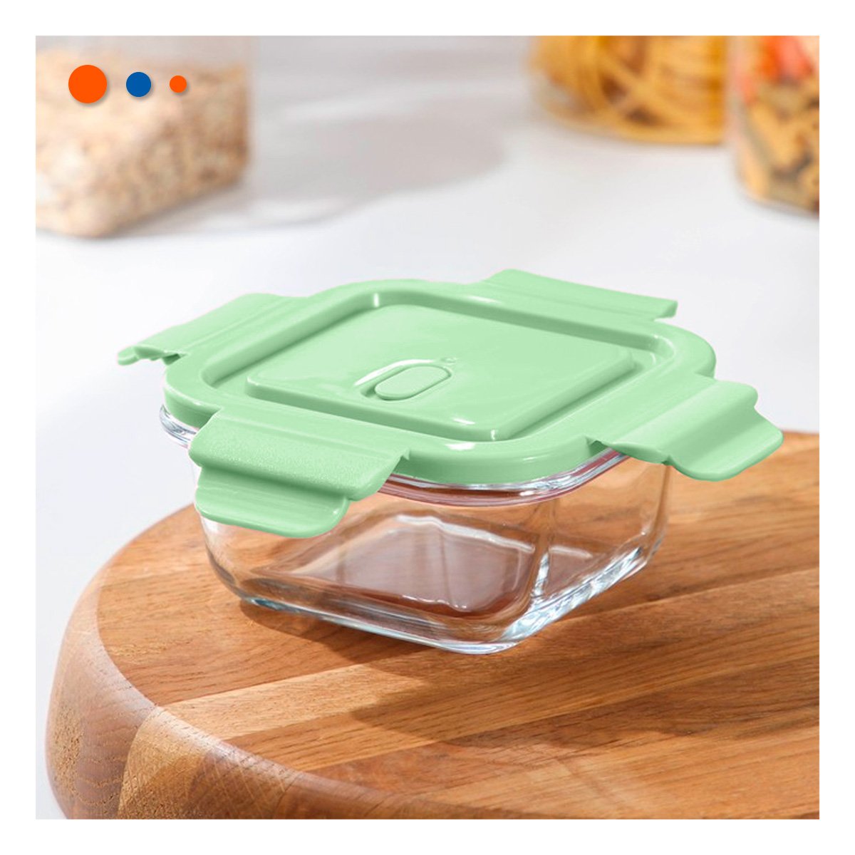 RECIPIENTES HERMETICOS DE VIDRIO RECTANGULAR CON TAPA VERDE PACK DE 3 Y+PAPEL REGALO - 2
