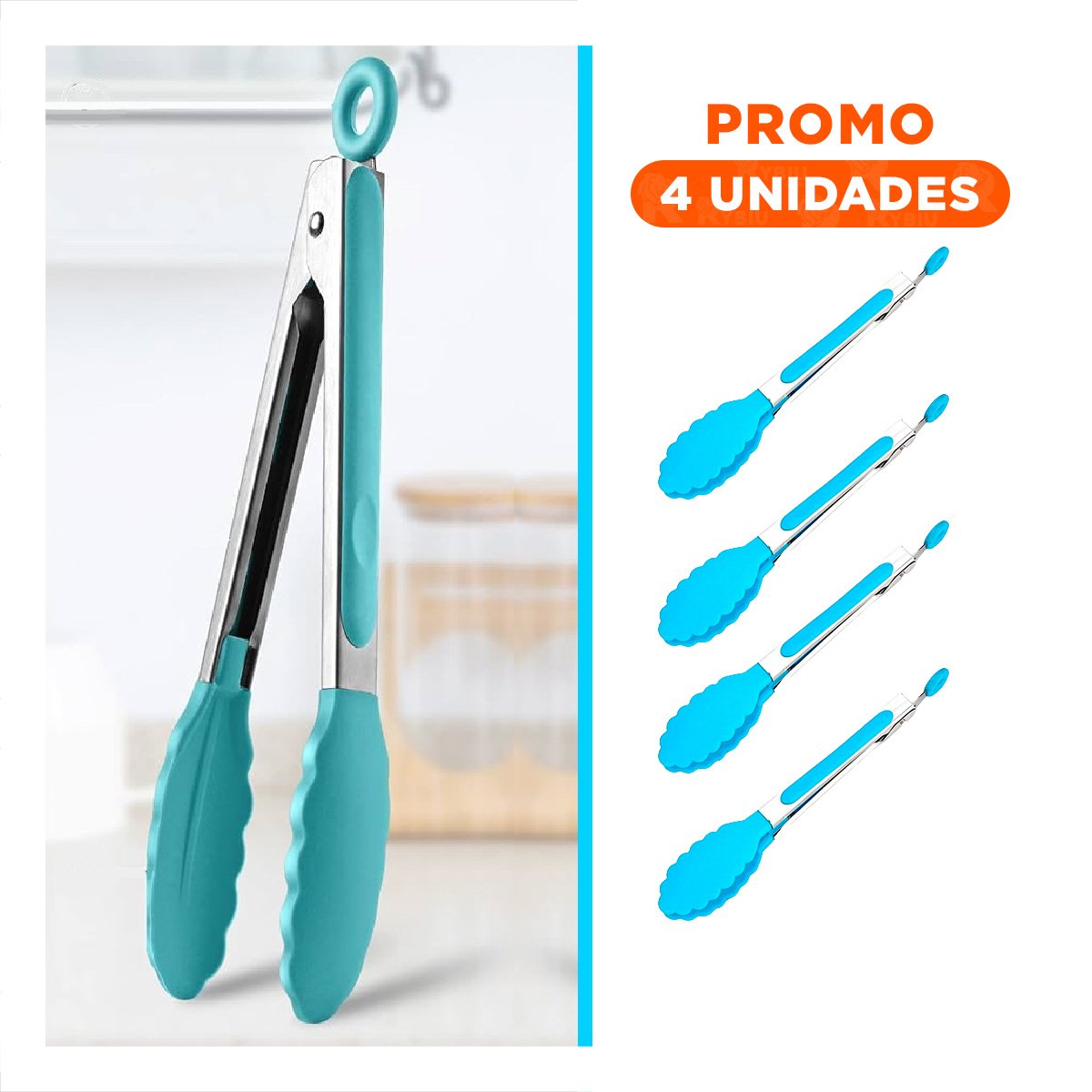 PACK4 ABRAZADERA DE COCINA 21CM CELESTE DURADERA PARA COCINA MODERNA Y+REGALO STICKER - 1