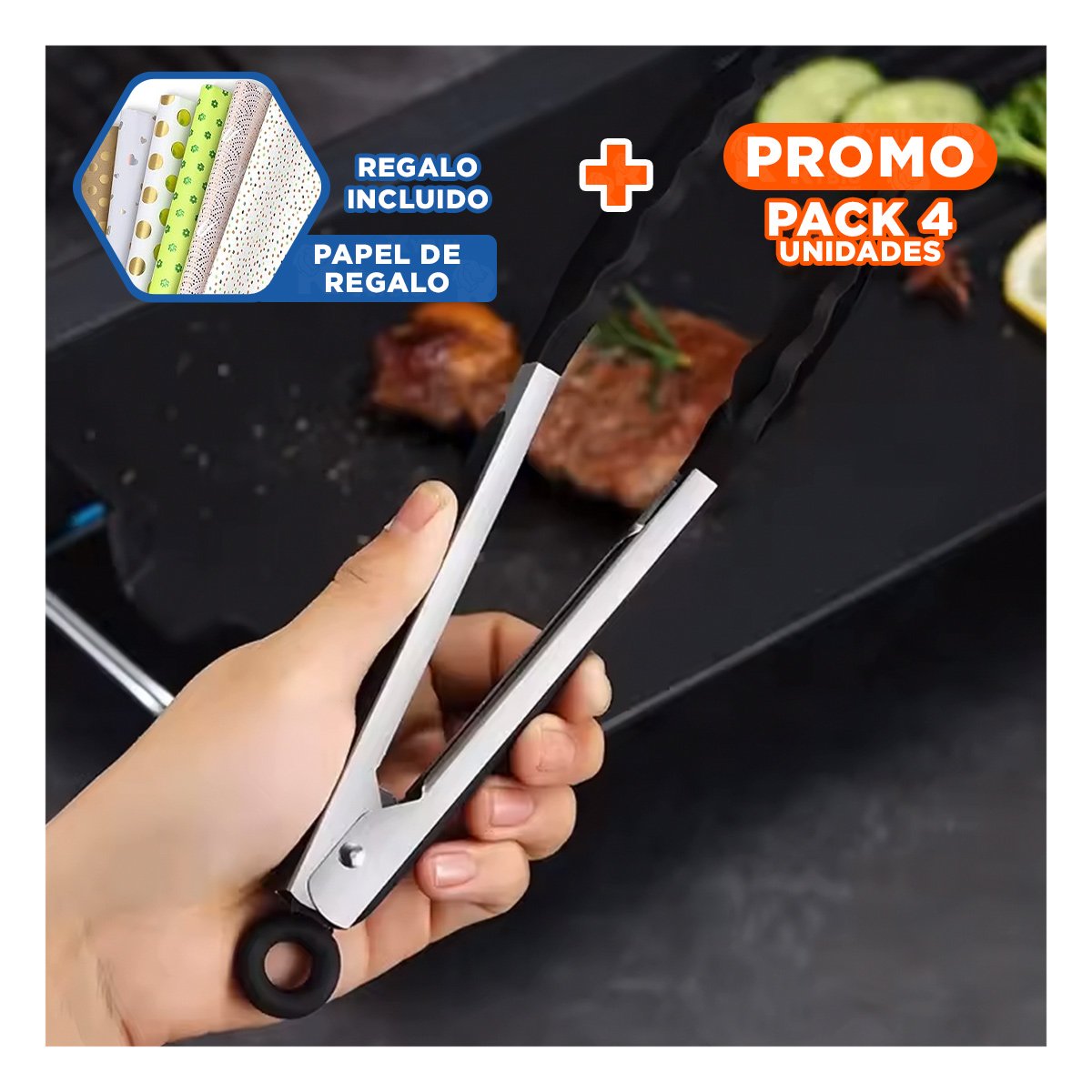 PACK4 DURADERO MULTIUSO DE COCINA 21CM EN COLOR NEGRO PRACTICO Y+PAPEL REGALO - 1