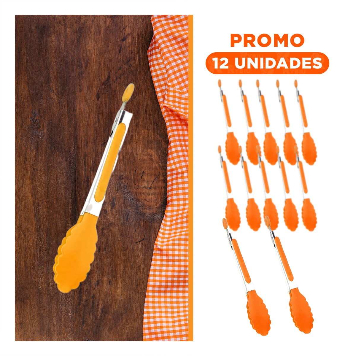 PACK12 UTENSILIO FUNCIONAL 21CM NARANJA PARA PREPARACION Y+REGALO STICKER - 1