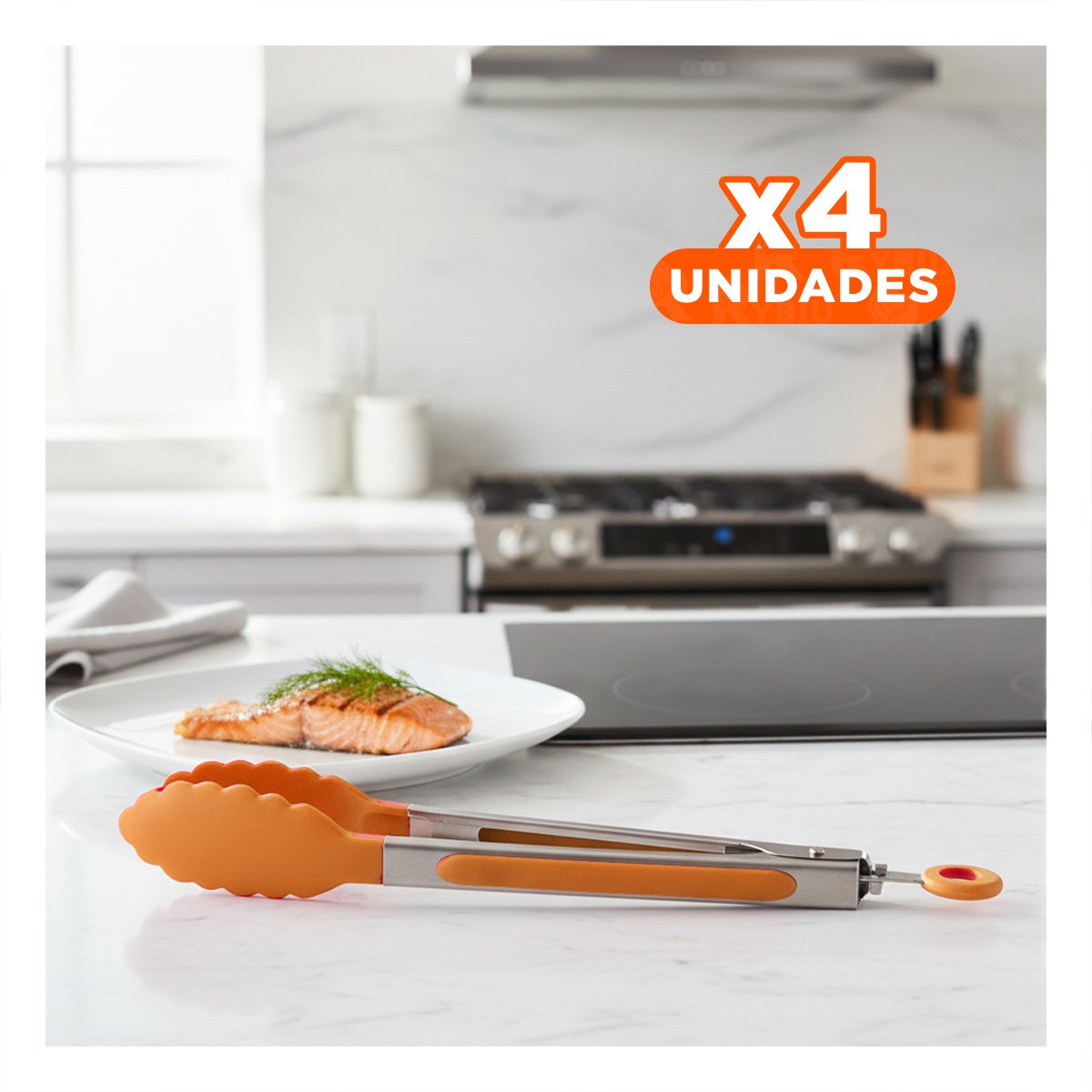 PACK4 HERRAMIENTA DE COCINA 21CM NARANJA MULTIUSO RESISTENTE - 1