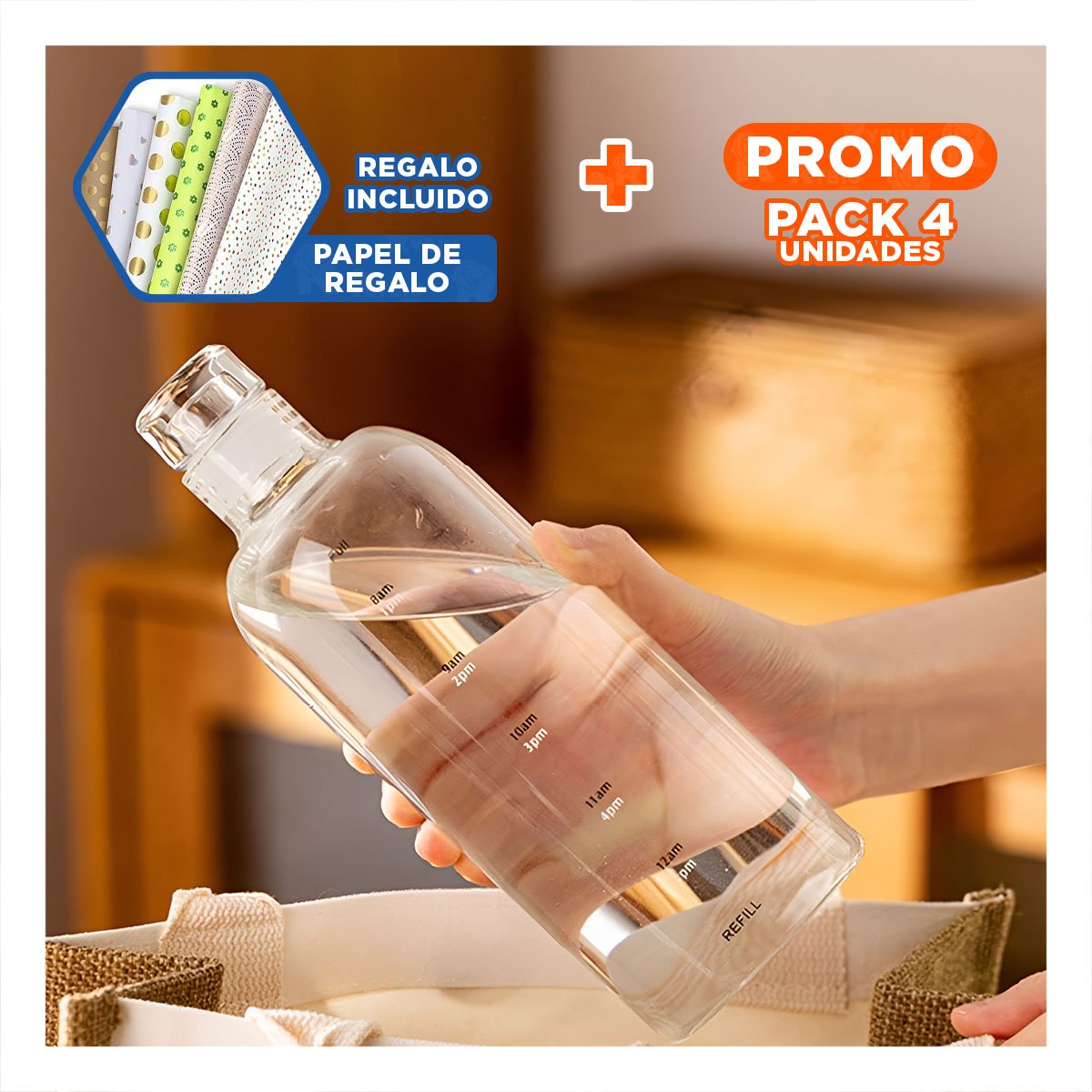 PACK4 CONTENEDOR ESTILIZADO DE VIDRIO CON CUBIERTA 750ML TRANSPARENTE Y NEGRO Y+PAPEL REGALO - 1