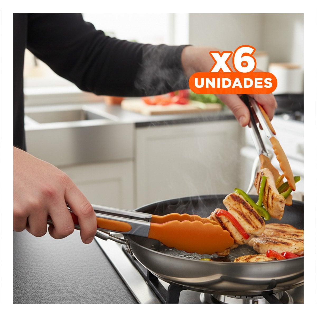 PACK6 UTENSILIO DE COCINA 21CM NARANJA MULTIUSO RESISTENTE Y+REGALO STICKER - 1