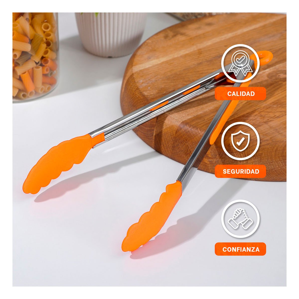 PACK6 UTENSILIO DE COCINA 21CM NARANJA MULTIUSO RESISTENTE Y+REGALO STICKER - 2