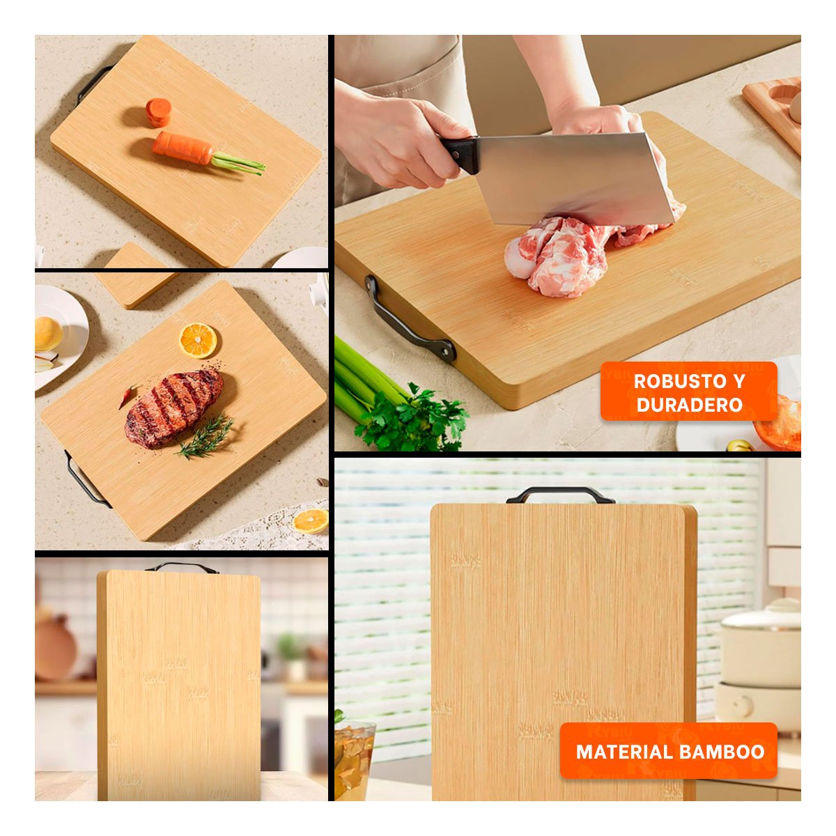 PACK6 PLACA MULTIUSO MOSTAZA 35X27X2CM CON MANGO RESISTENTE Y+PAPEL REGALO - 3