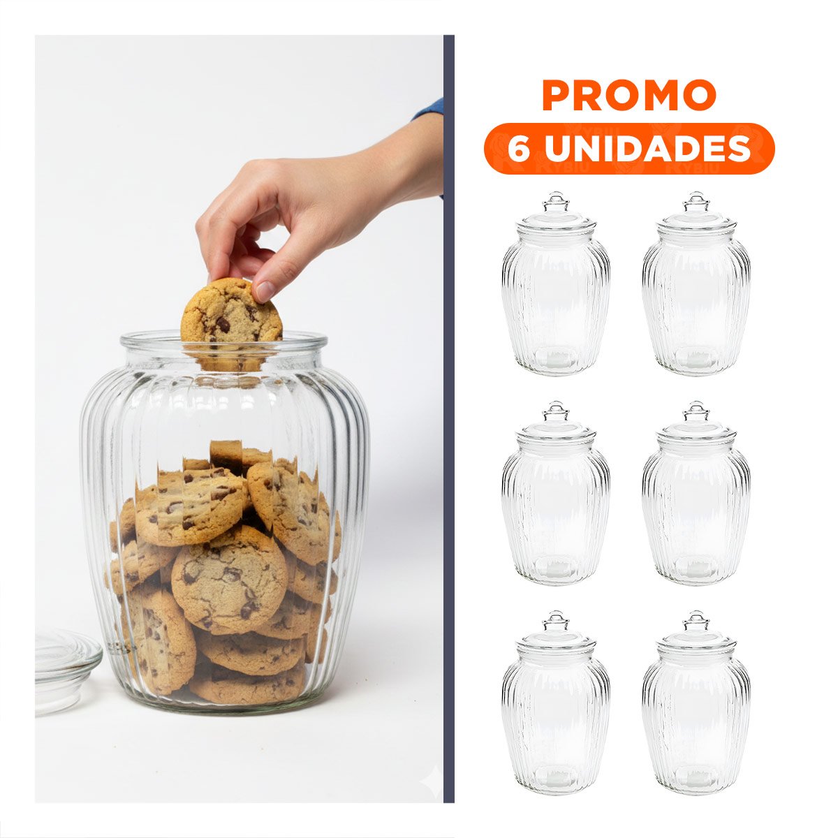 PACK6 BOTELLA PRACTICA DE VIDRIO CON TAPA CHUPON 24X14 CM RAYAS - 1