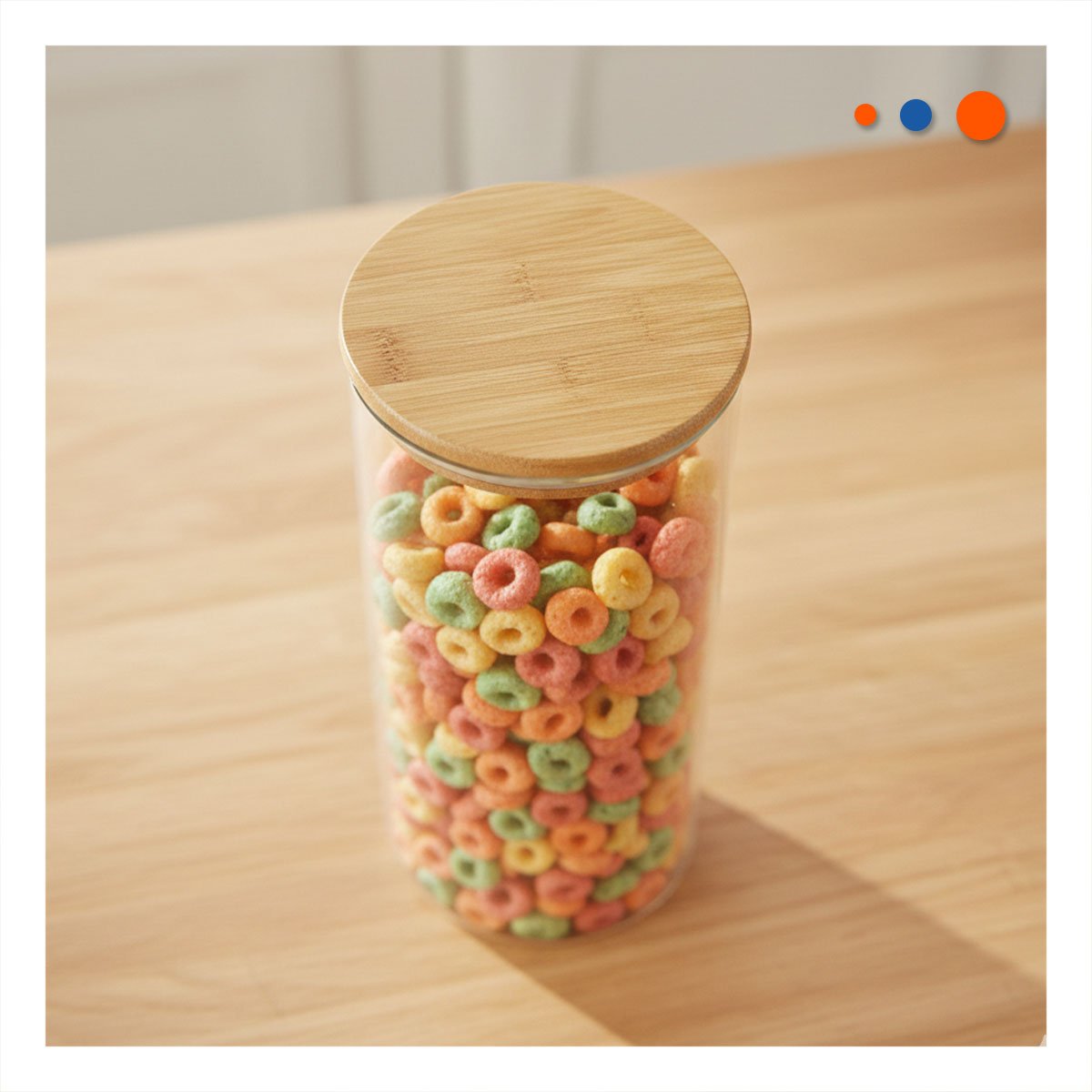 PACK6 RECIPIENTE DE VIDRIO TRANSPARENTE 700ML CON TAPA MADERA COCINA Y+REGALO STICKER - 5