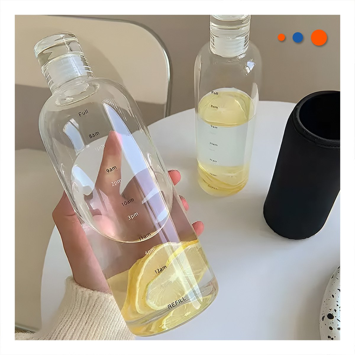 BOTELLON RESISTENTE DE VIDRIO CON CUBIERTA 750ML TRANSPARENTE Y NEGRO - 2