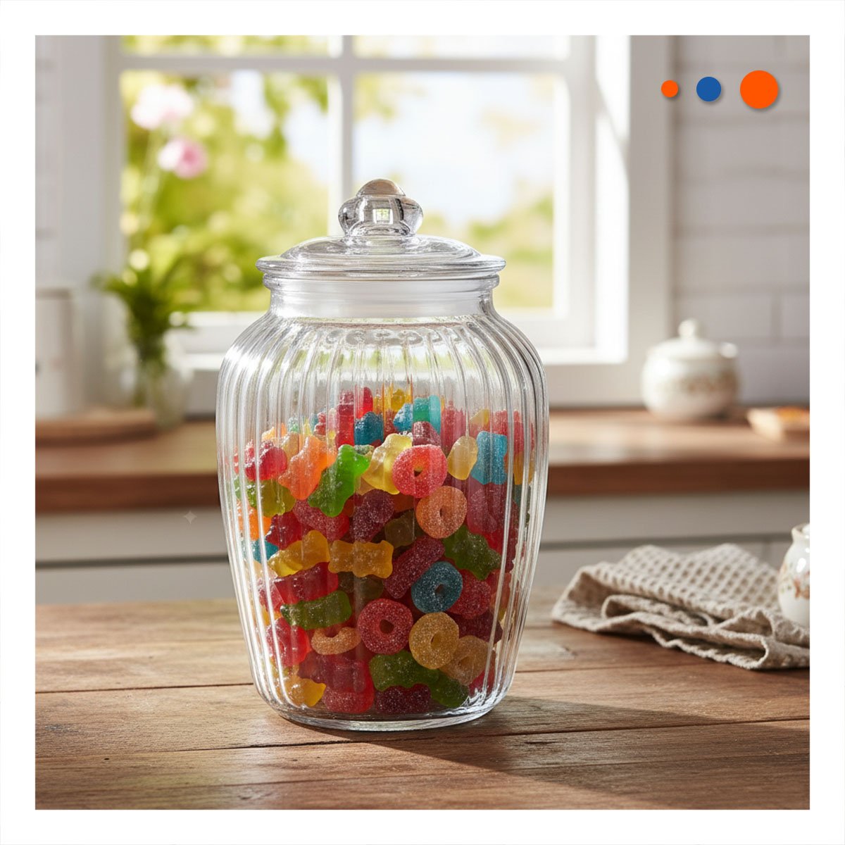 RECIPIENTE ORGANIZADOR DE VIDRIO CON TAPA CHUPON 24X14 CM - 2