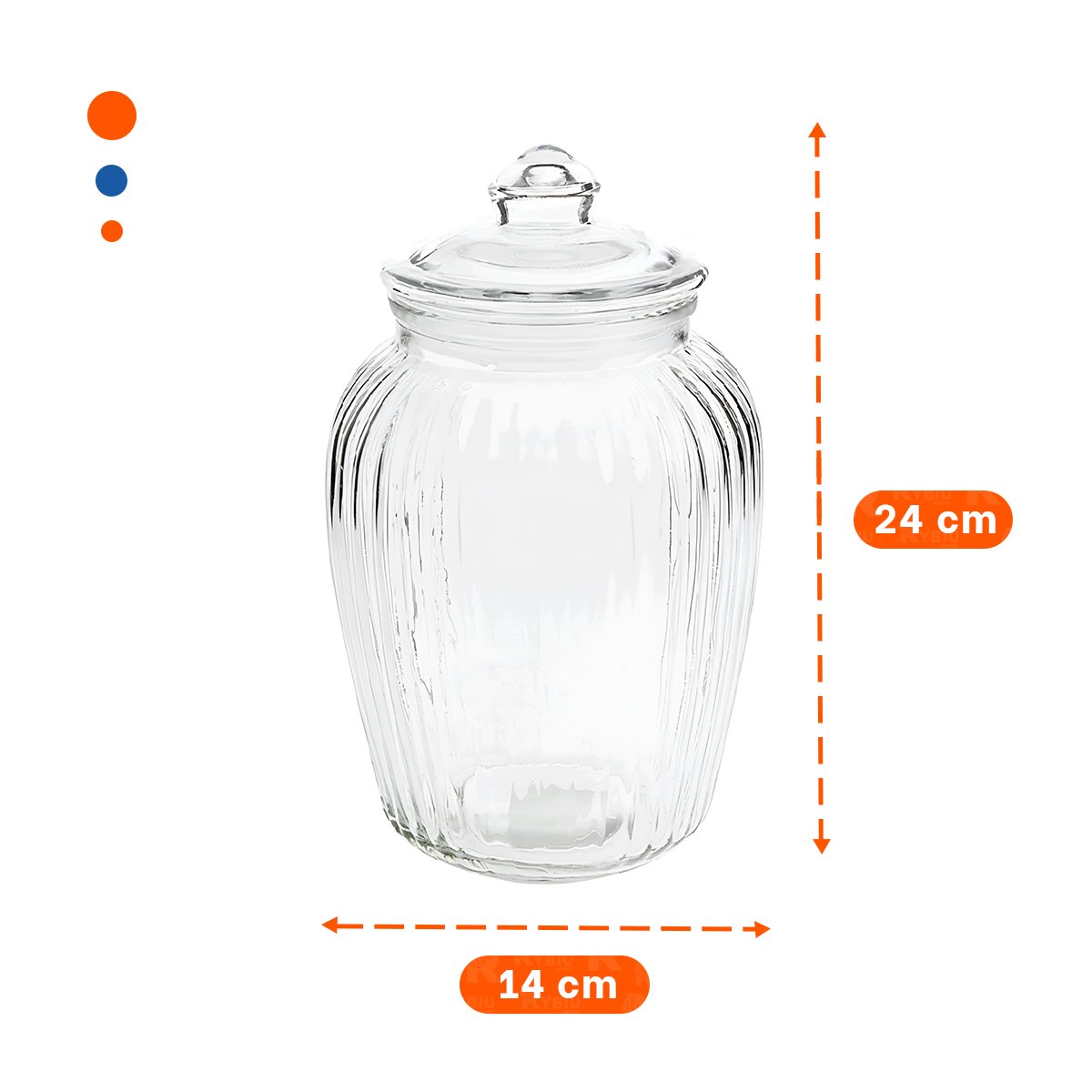 RECIPIENTE ORGANIZADOR DE VIDRIO CON TAPA CHUPON 24X14 CM - 4