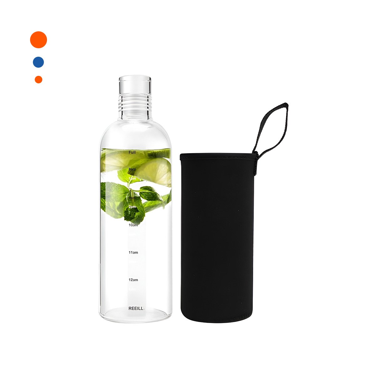 FRASCO DURADERO DE VIDRIO CON CUBIERTA 750ML TRANSPARENTE Y NEGRO Y+PAPEL REGALO - 1