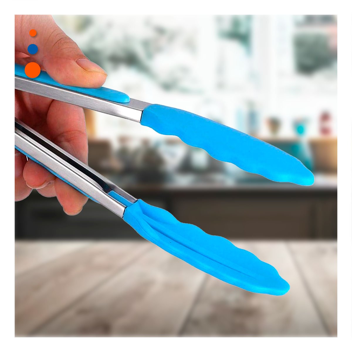 AGARRE DE COCINA 21CM CELESTE RESISTENTE PARA PARRILLA Y CASA Y+LIGAS REGALO - 1