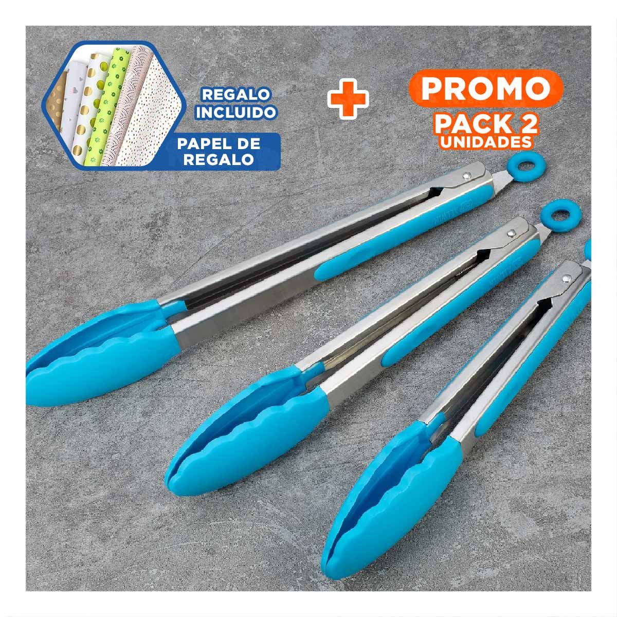 PACK2 ABRAZADERA DE COCINA 21CM CELESTE PARA USO DIARIO EN HOGAR Y+PAPEL REGALO - 1
