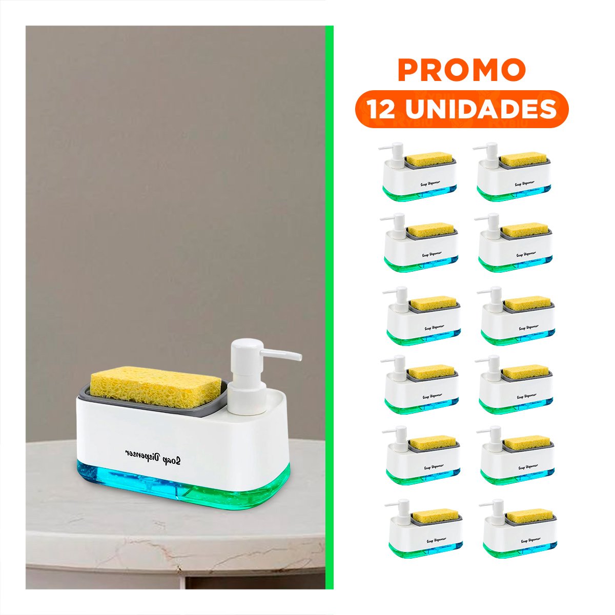 PACK12 ACCESORIO PRACTICO DE JABON LIQUIDO LAVAVAJILLA DOBLE BLANCO COCINA Y+REGALO STICKER - 1