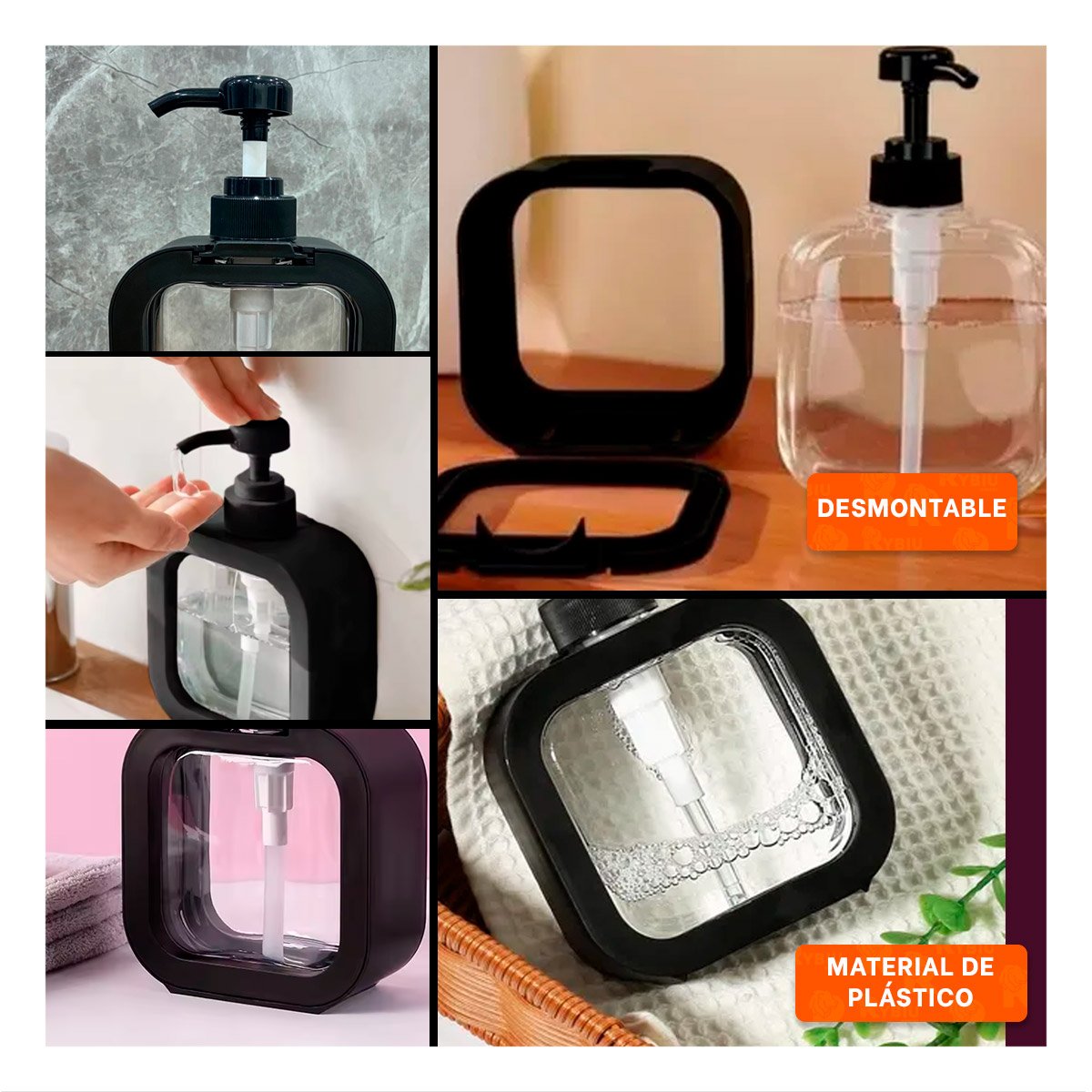 PACK12 SISTEMA FUNCIONAL PARA JABON CUADRADO NEGRO EN COCINA Y+PAPEL REGALO - 2