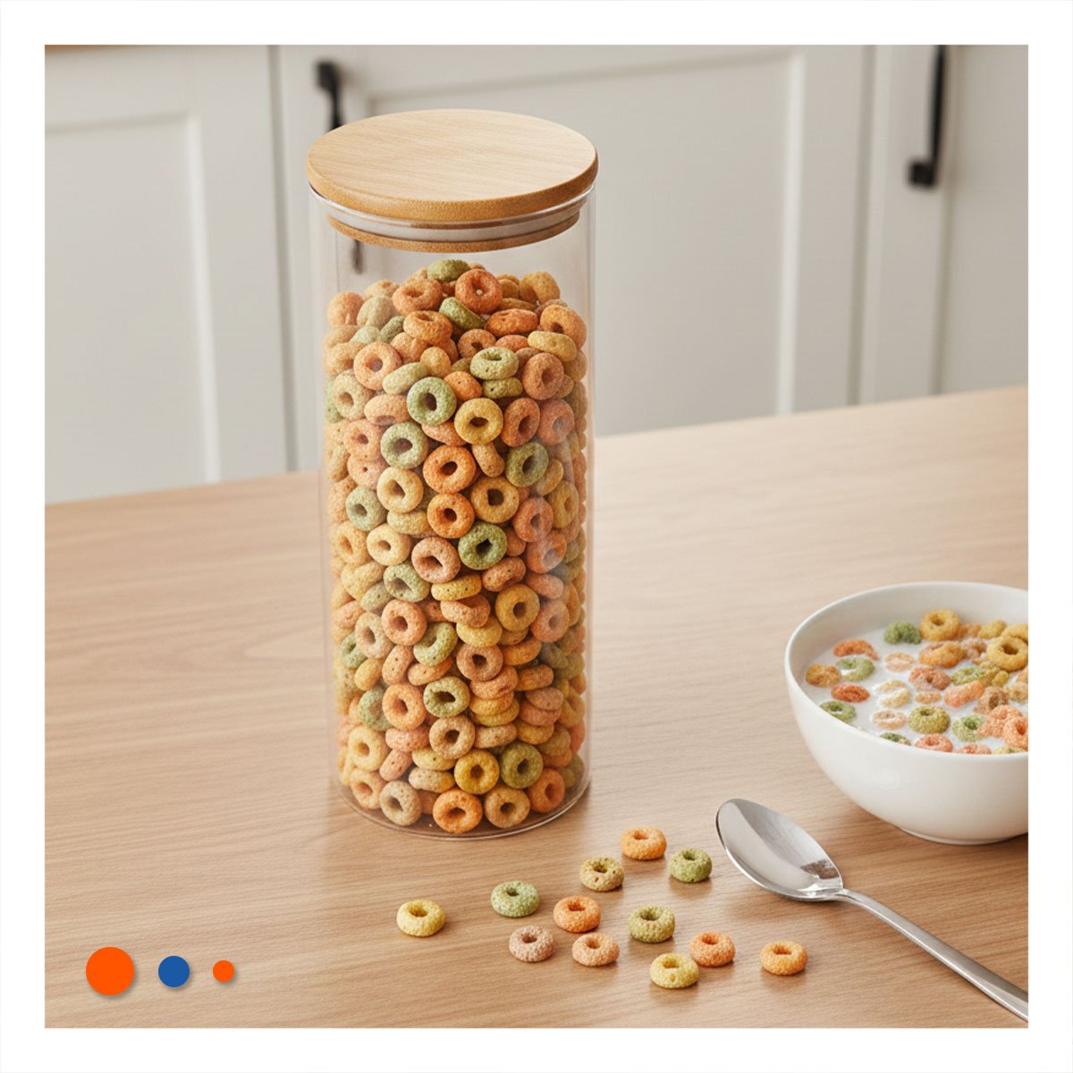 CONTENEDOR DE VIDRIO 700ML TRANSPARENTE CON TAPA MADERA PARA COCINA Y+REGALO STICKER - 2