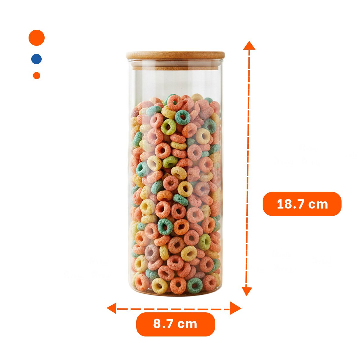 CONTENEDOR DE VIDRIO 700ML TRANSPARENTE CON TAPA MADERA PARA COCINA Y+REGALO STICKER - 4