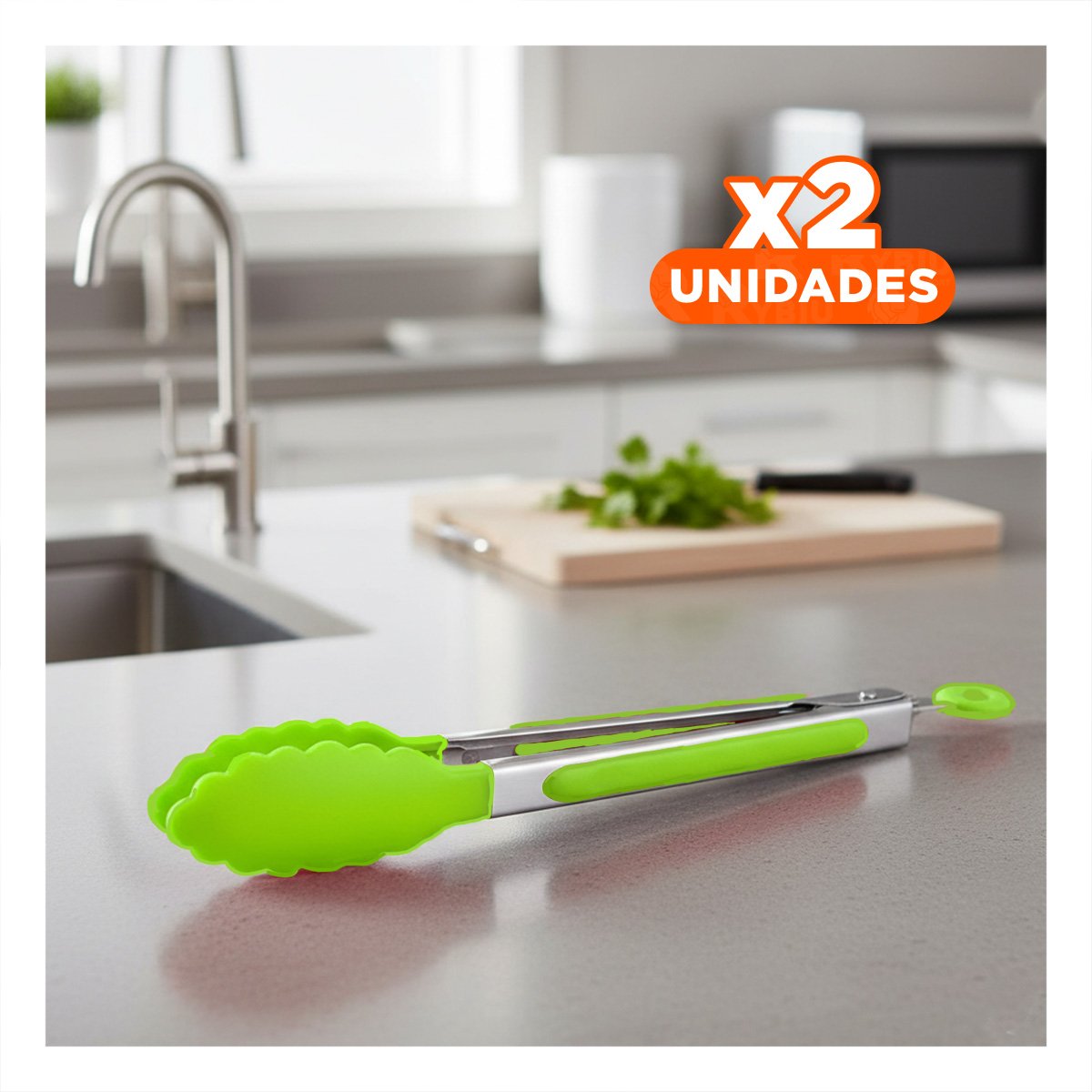 PACK2 UTENSILIO MULTIUSO 21CM EN VERDE LIMON PARA HOGAR Y+REGALO STICKER - 1
