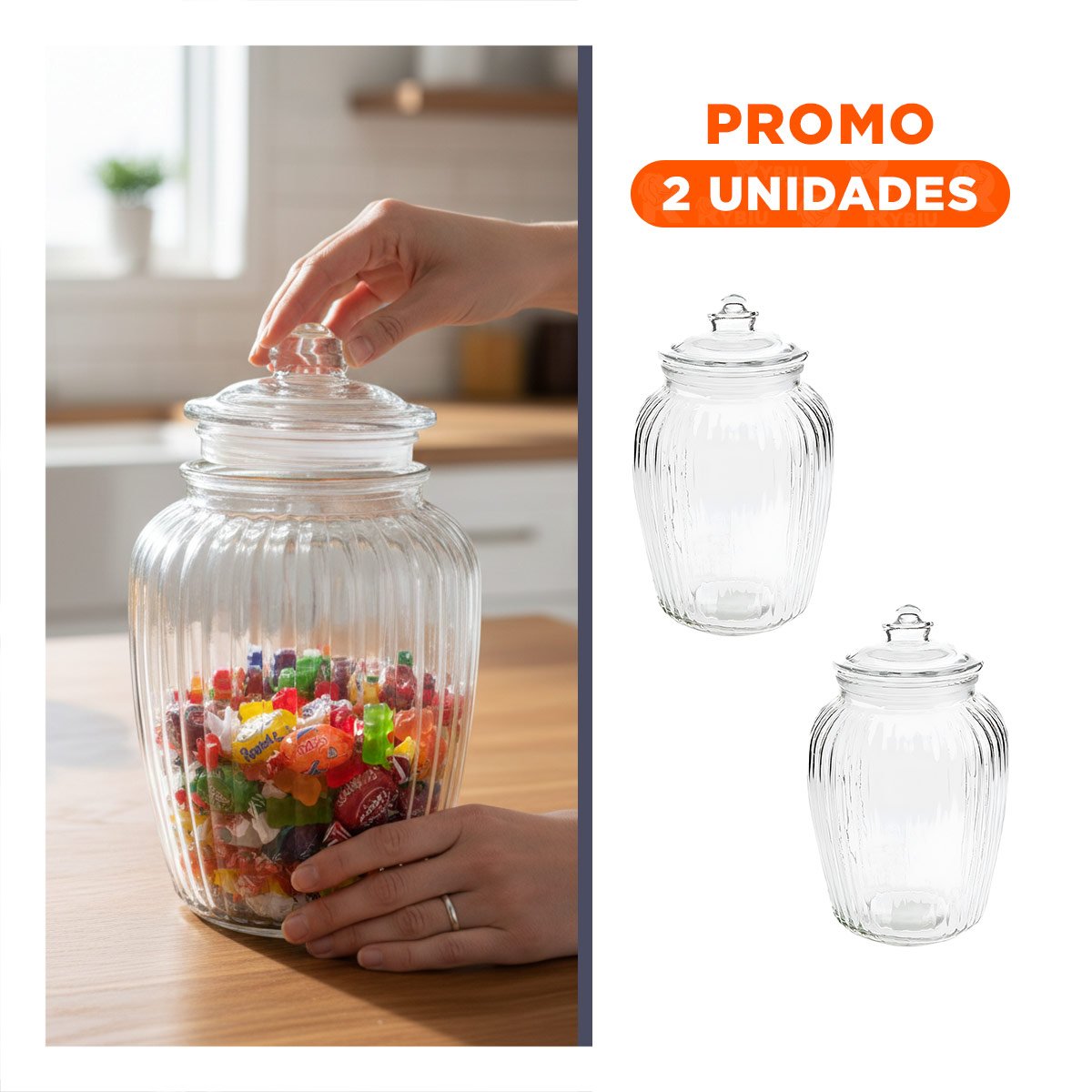 PACK2 DEPOSITO ORGANIZADOR DE VIDRIO CON TAPA CHUPON 24X14 CM - 1