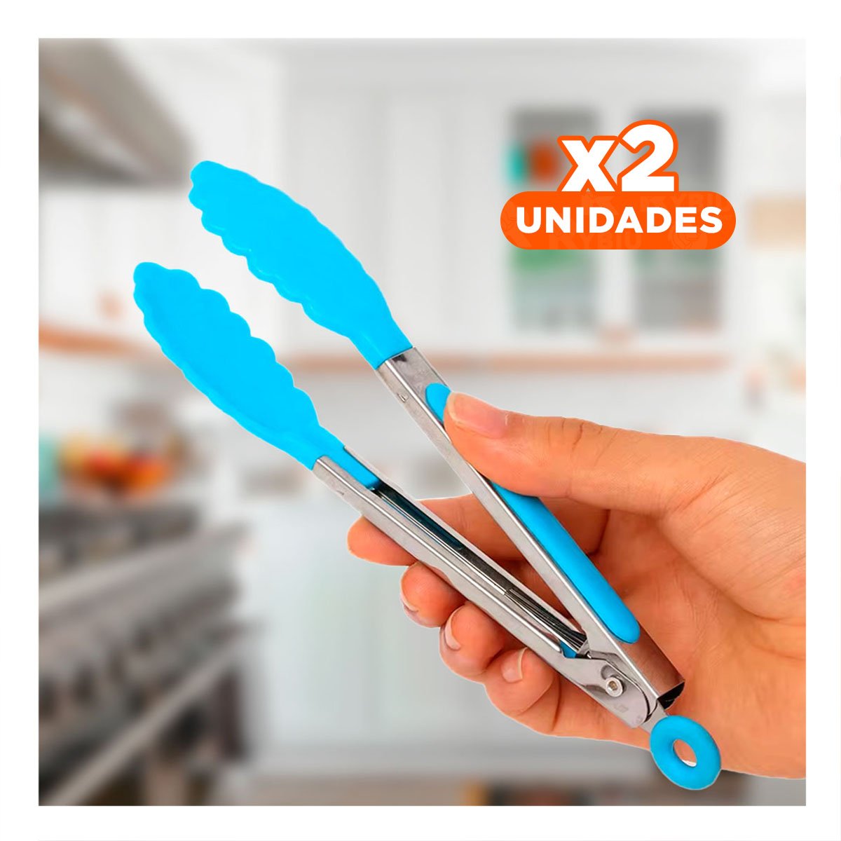 PACK2 ABRAZADERA DE COCINA 21CM CELESTE PARA PREPARAR Y SERVIR COMIDAS Y+REGALO STICKER - 1