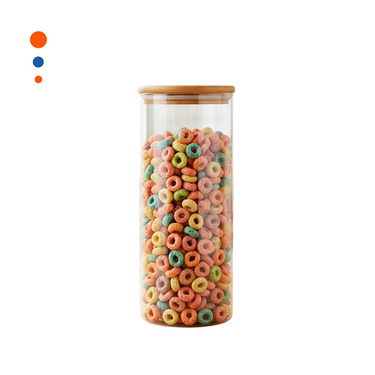 PACK2 RECIPIENTE DE VIDRIO REDONDO 700ML TRANSPARENTE CON TAPA MADERA COCINA Y+REGALO STICKER - 2