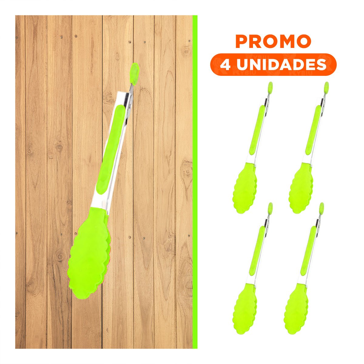 PACK4 SUJECION PRACTICA 21CM EN VERDE LIMON PARA COCINA Y+REGALO STICKER - 1