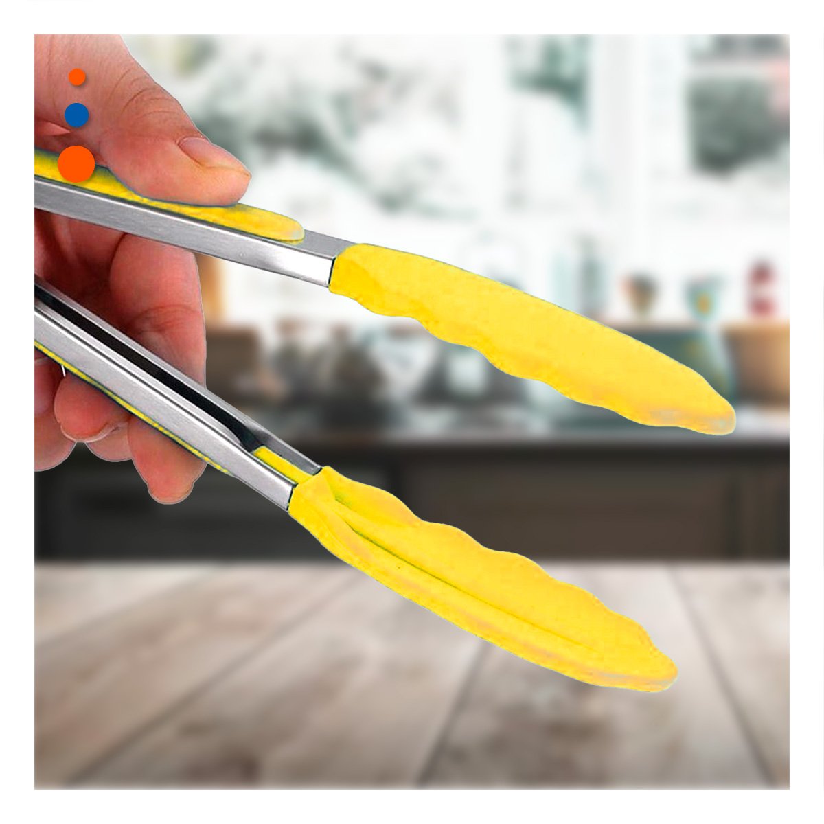 PINZA MULTIUSO 21CM EN VERDE LIMON PARA COCINA Y+LIGAS REGALO - 1