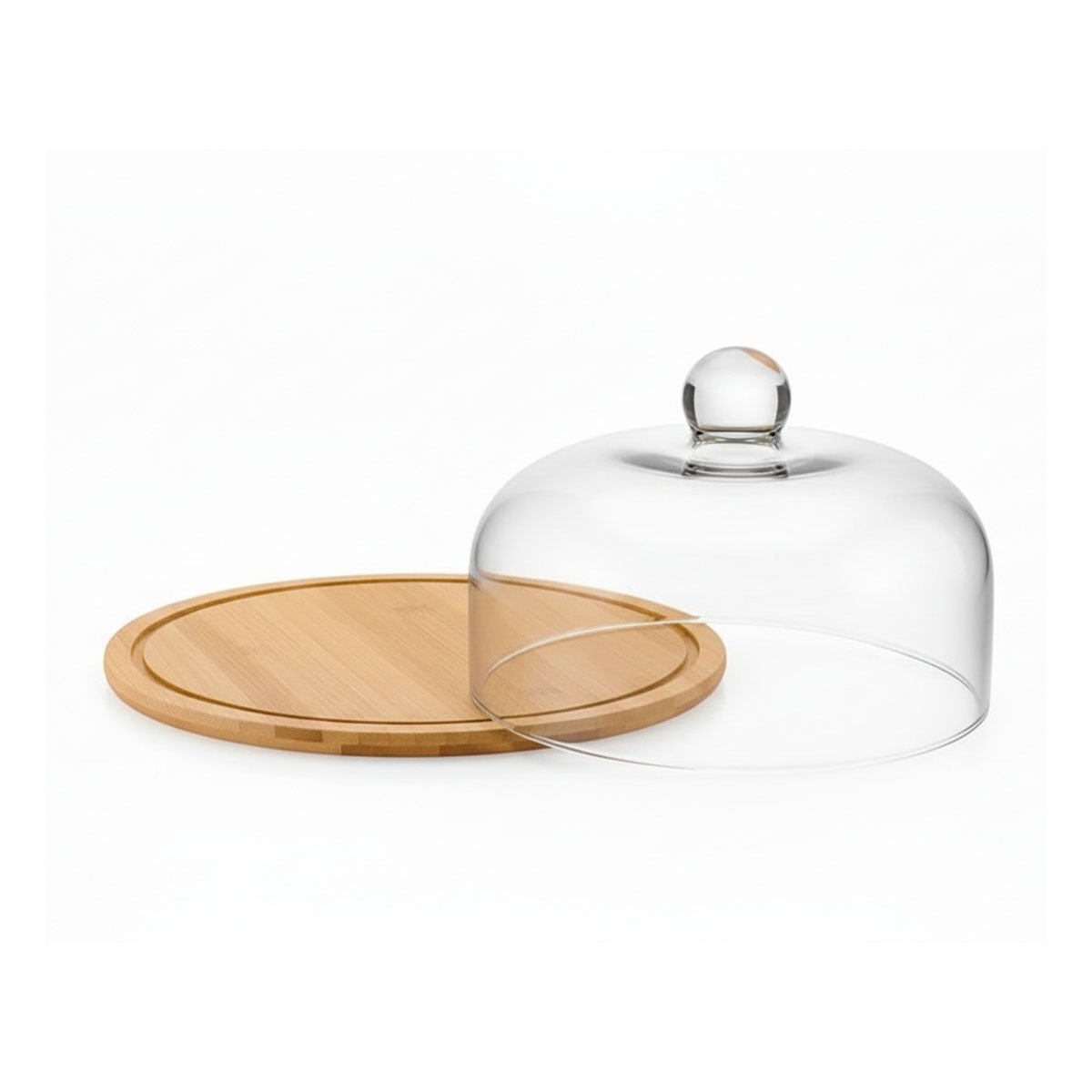 PACK2 SET BASE MADERA Y CUPULA DE VIDRIO TRANSPARENTE BAMBU 32X24CM USO DIARIO Y+REGALO STICKER - 2