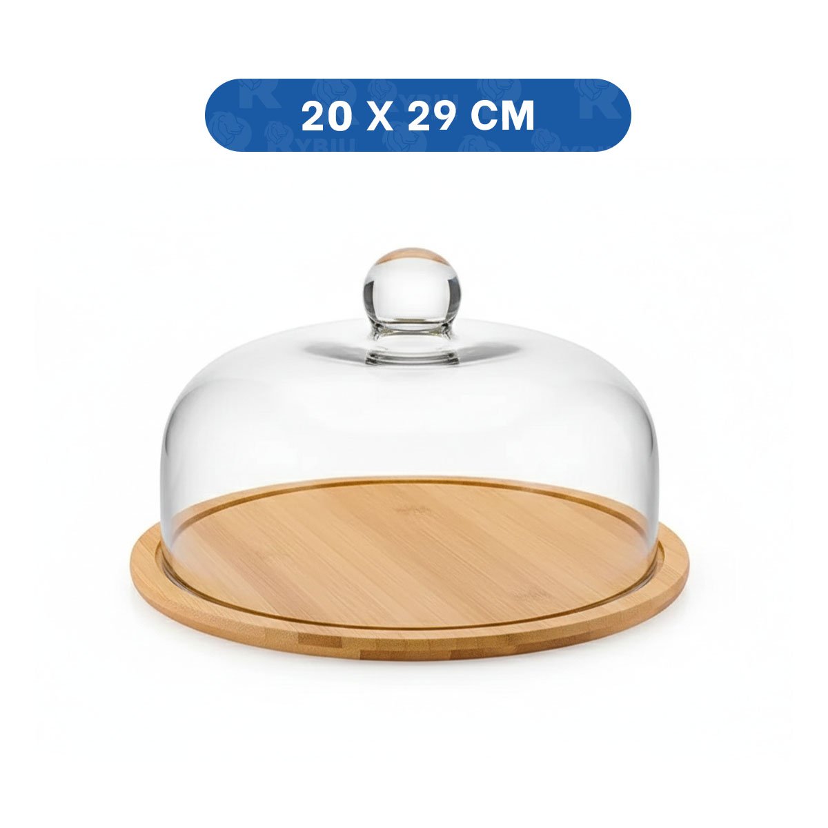 PACK2 SET BASE MADERA Y CUPULA DE VIDRIO TRANSPARENTE BAMBU 29X20CM USO DIARIO Y+REGALO STICKER - 4