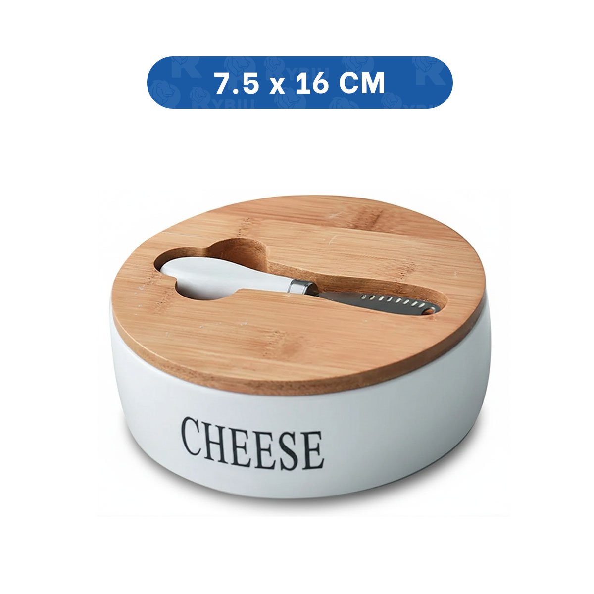 PACK2 PACK BLANCO DE PORTA QUESO CON TAPA BAMBU Y CUCHILLO 16X7,5CM DE COCINA Y+REGALO STICKER - 4