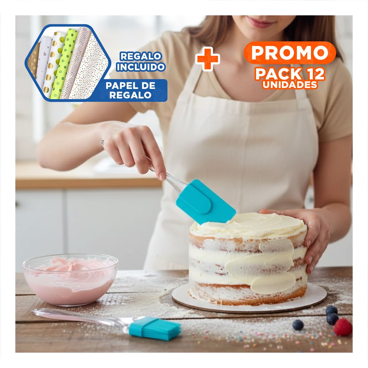 PACK12 LAMINA PLASTICA 20M X 30CM PARA ALIMENTOS HOGAR Y+PAPEL REGALO - 1