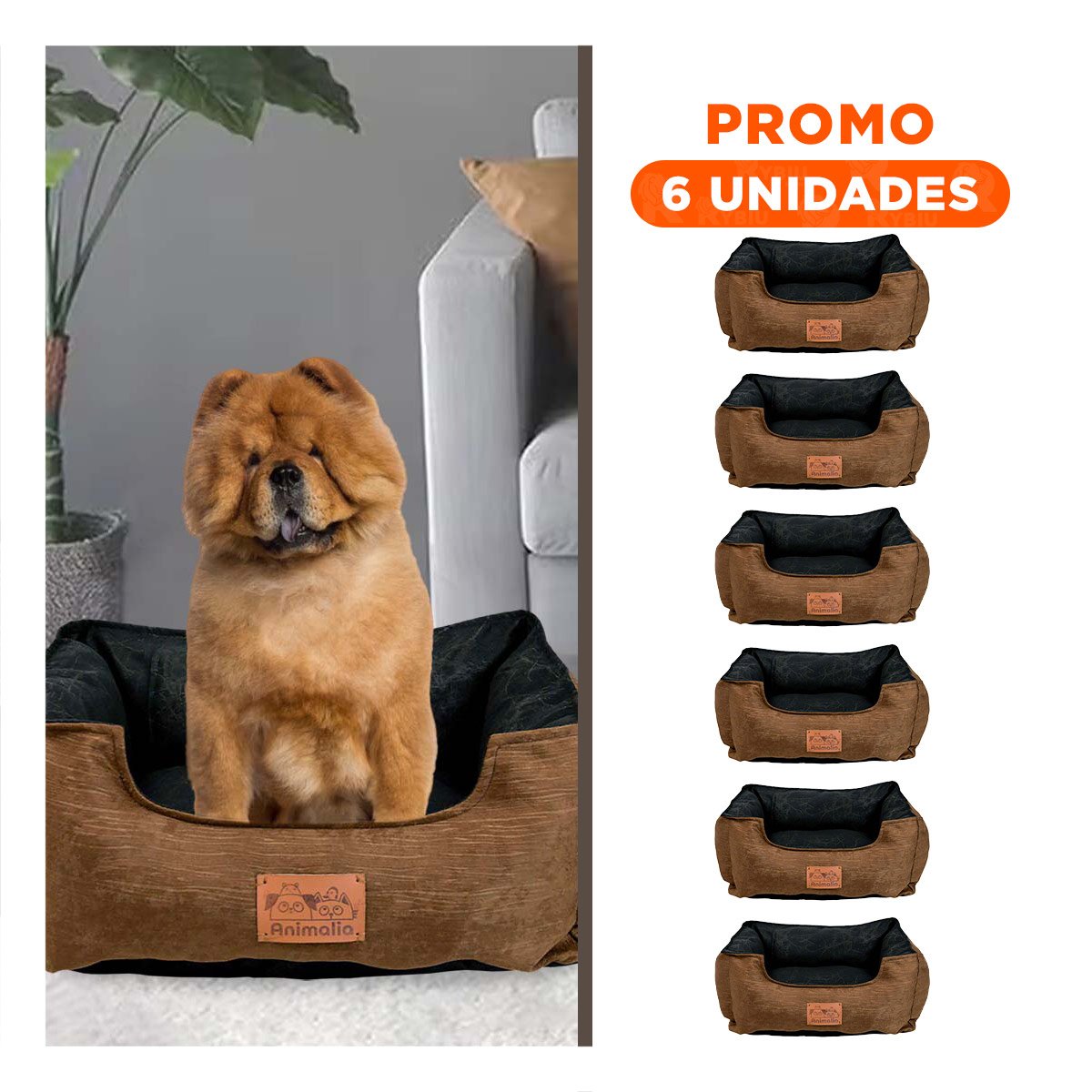 PACK6 SUPERFICIE MARRON PARA PERRO TALLA M CON CENTRO NEGRO - 1