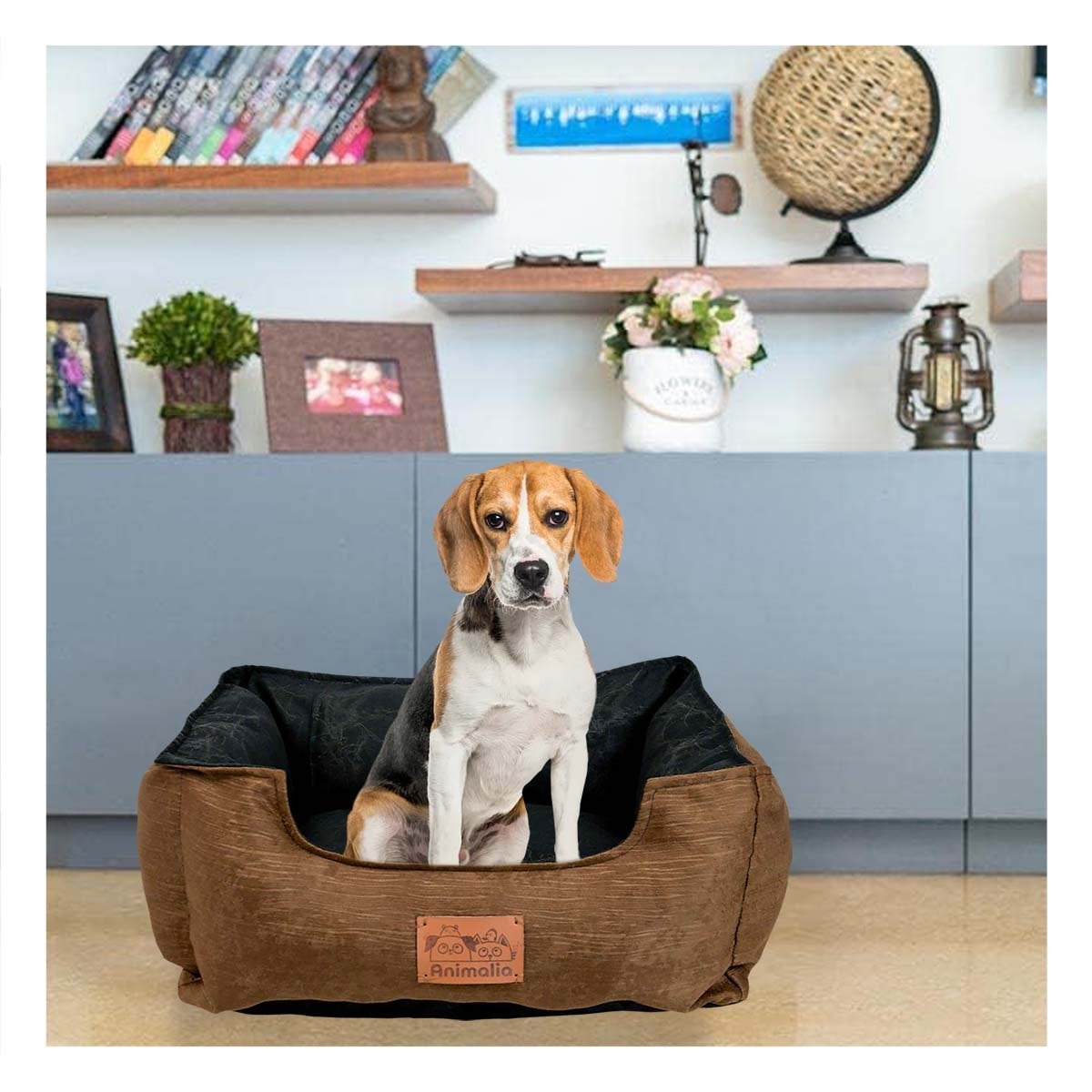 ESTRUCTURA ACOLCHADA PARA PERRO TALLA M MARRON CENTRO NEGRO - 1