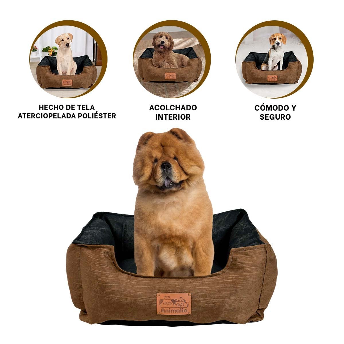 ESTRUCTURA ACOLCHADA PARA PERRO TALLA M MARRON CENTRO NEGRO - 3