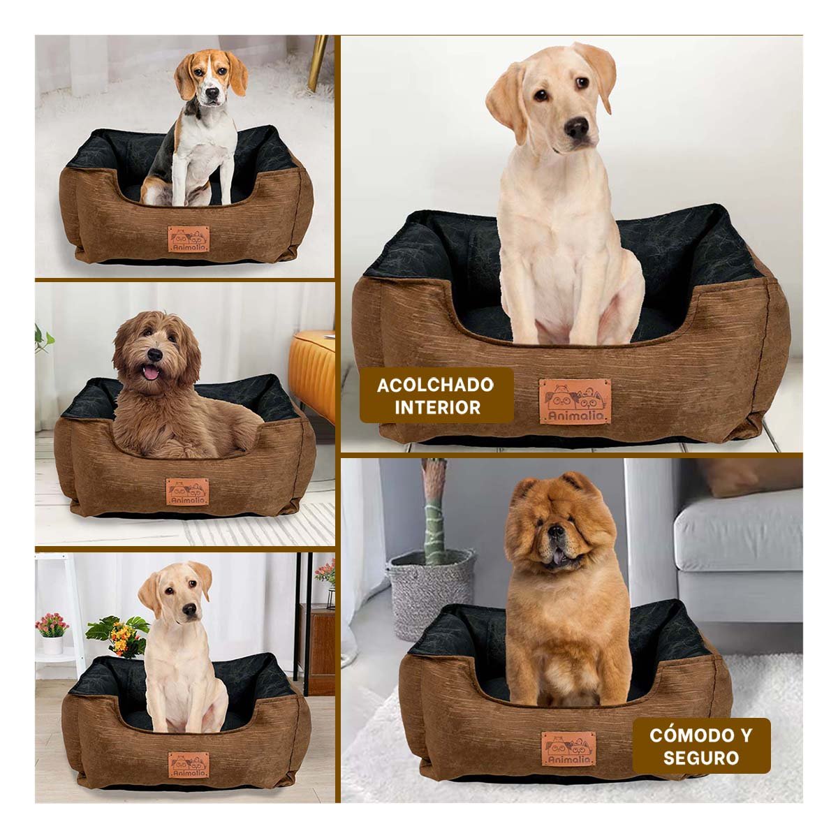 ESTRUCTURA ACOLCHADA PARA PERRO TALLA M MARRON CENTRO NEGRO - 5