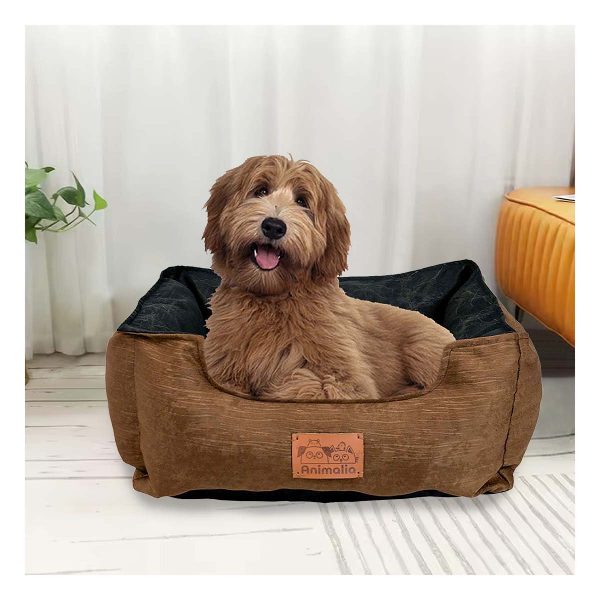 PACK2 ALMOHADON MARRON PARA PERRO TALLA M CON CENTRO NEGRO - 3