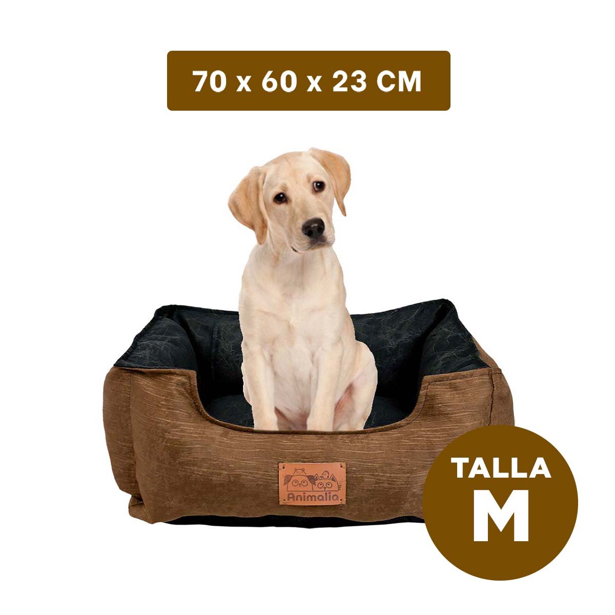 PACK2 ALMOHADON MARRON PARA PERRO TALLA M CON CENTRO NEGRO - 4