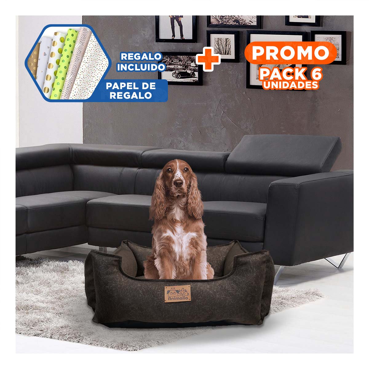 PACK6 AREA MARRON PARA PERRO TALLA M CON COMPLETO Y+PAPEL REGALO - 1