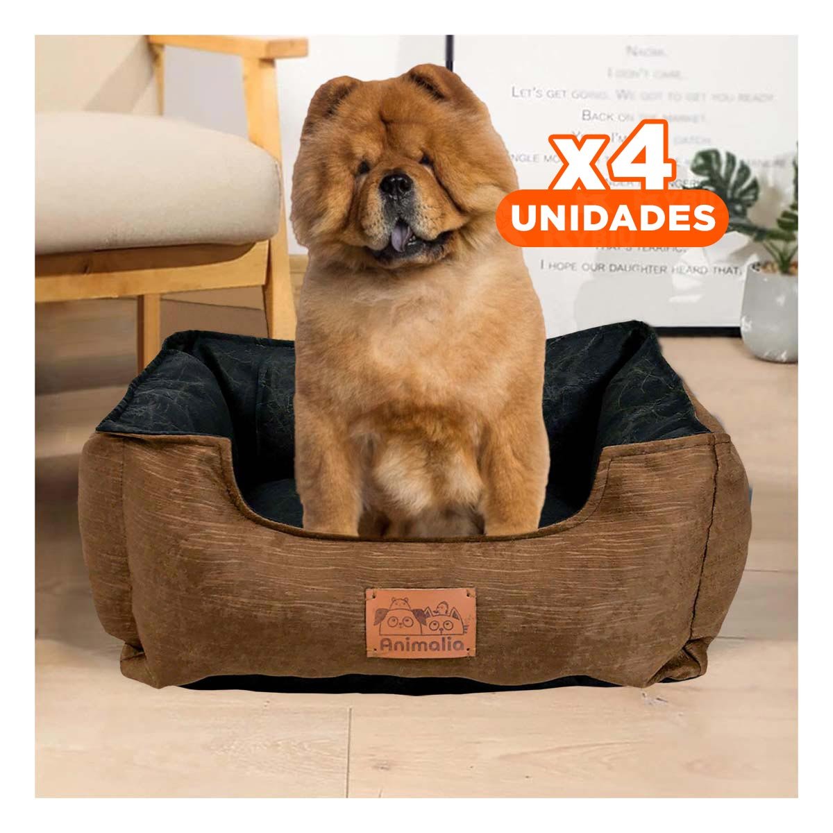 PACK4 BASE MARRON PARA PERRO TALLA M CON CENTRO NEGRO - 1