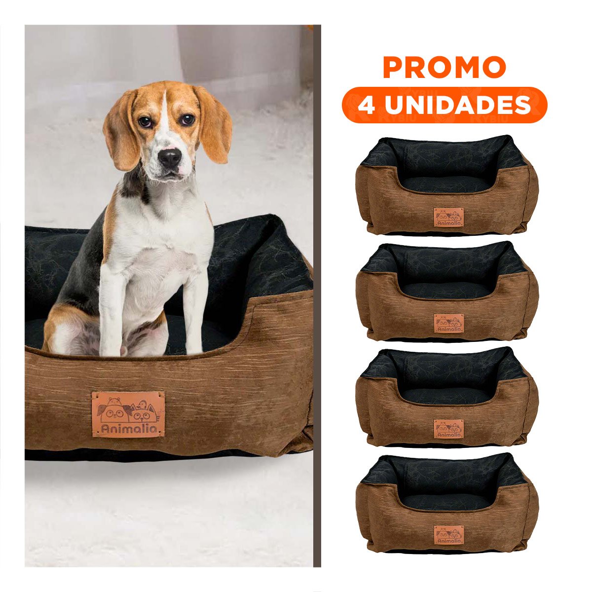 PACK4 NIDO MARRON PARA PERRO TALLA M CON CENTRO NEGRO Y+REGALO STICKER - 1