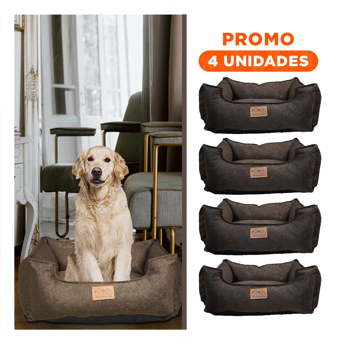 PACK4 NIDO MARRON PARA PERRO TALLA M CON COMPLETO Y+REGALO STICKER - 1