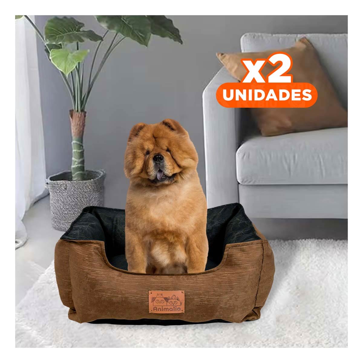 PACK2 DESCANSO MARRON PARA PERRO TALLA M CON CENTRO NEGRO Y+REGALO STICKER - 1