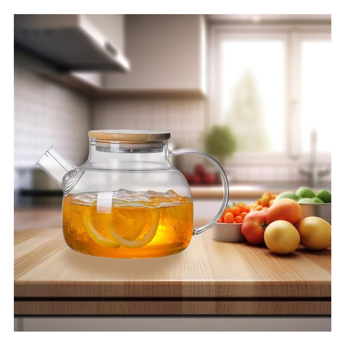 RECIPIENTE DE VIDRIO 1.8L CON TAPA DE MADERA Y FILTRO PERFECTO PARA BEBIDAS Y+POST IT - 3